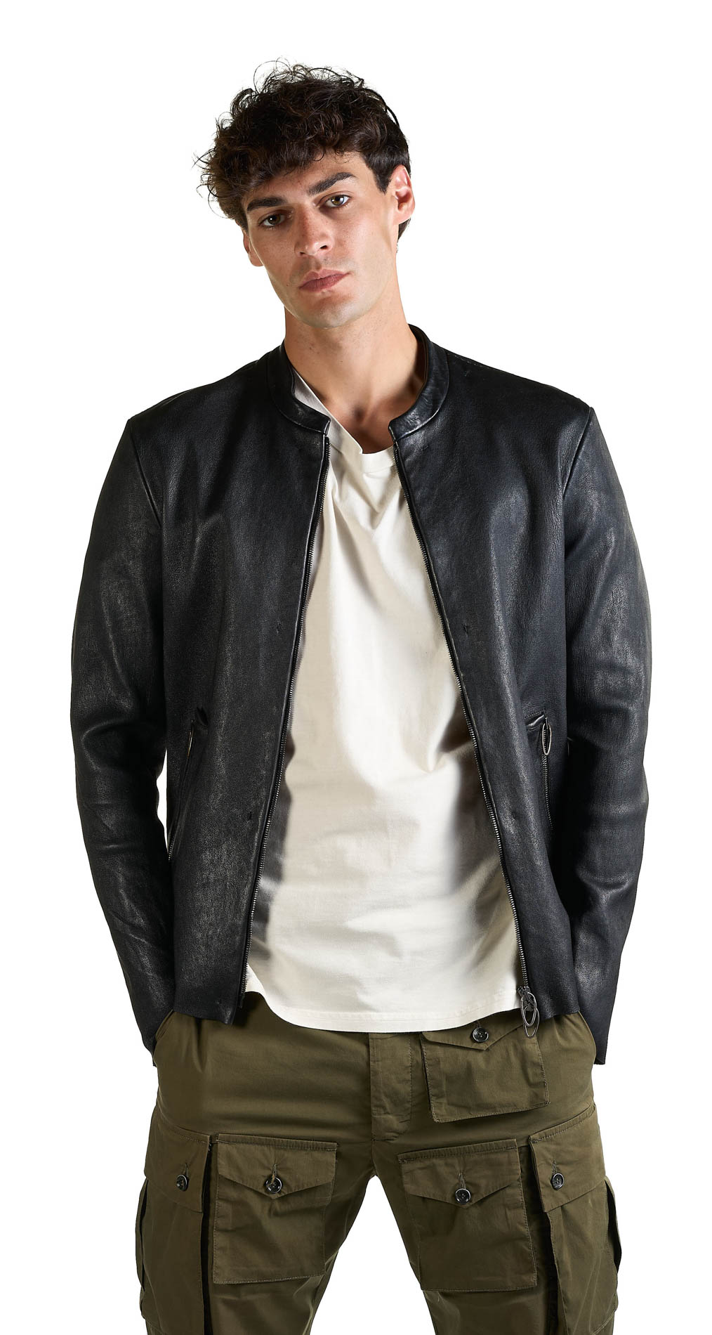 DANIELE BASTA LEATHER AND SILVER JACKET